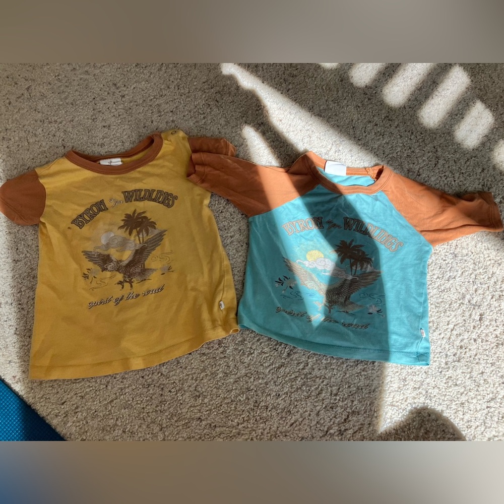 Vintage-Inspired Kids Graphic Tee Set - Mustard & Teal